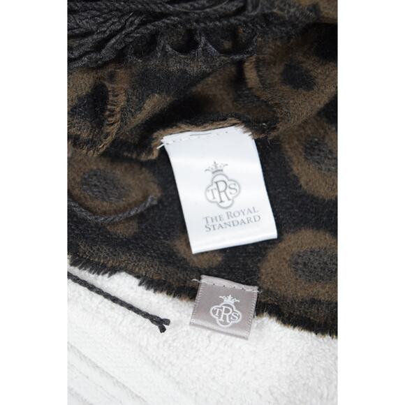 Leopard Print Wrap Shawl Cape The Royal Standard Armholes Fringe Reversible - Picture 8 of 10